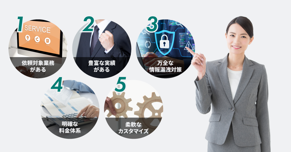 バックオフィス代行会社選びで失敗しないための5つのポイントのイメージ画像